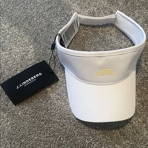 J.Lindeberg White Visor with Subtle Yellow Logo